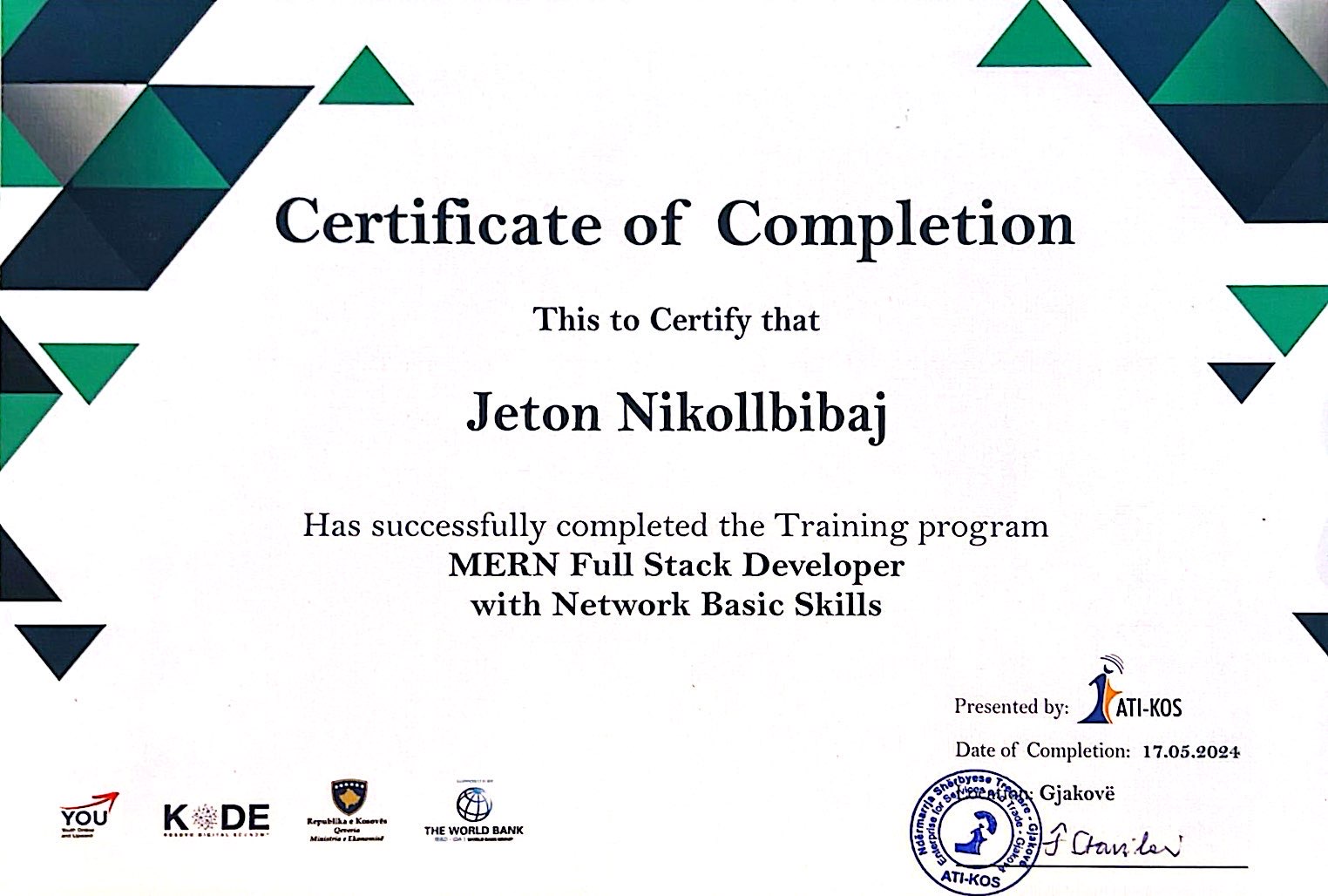 MERN Full Stack Developer with Network Basic Skills